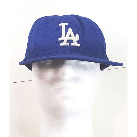 Vintage LA Dodgers Baseball Cap Blue Made in USA Embroidered Blue New Era 7 1/4 - Picture 1 of 7